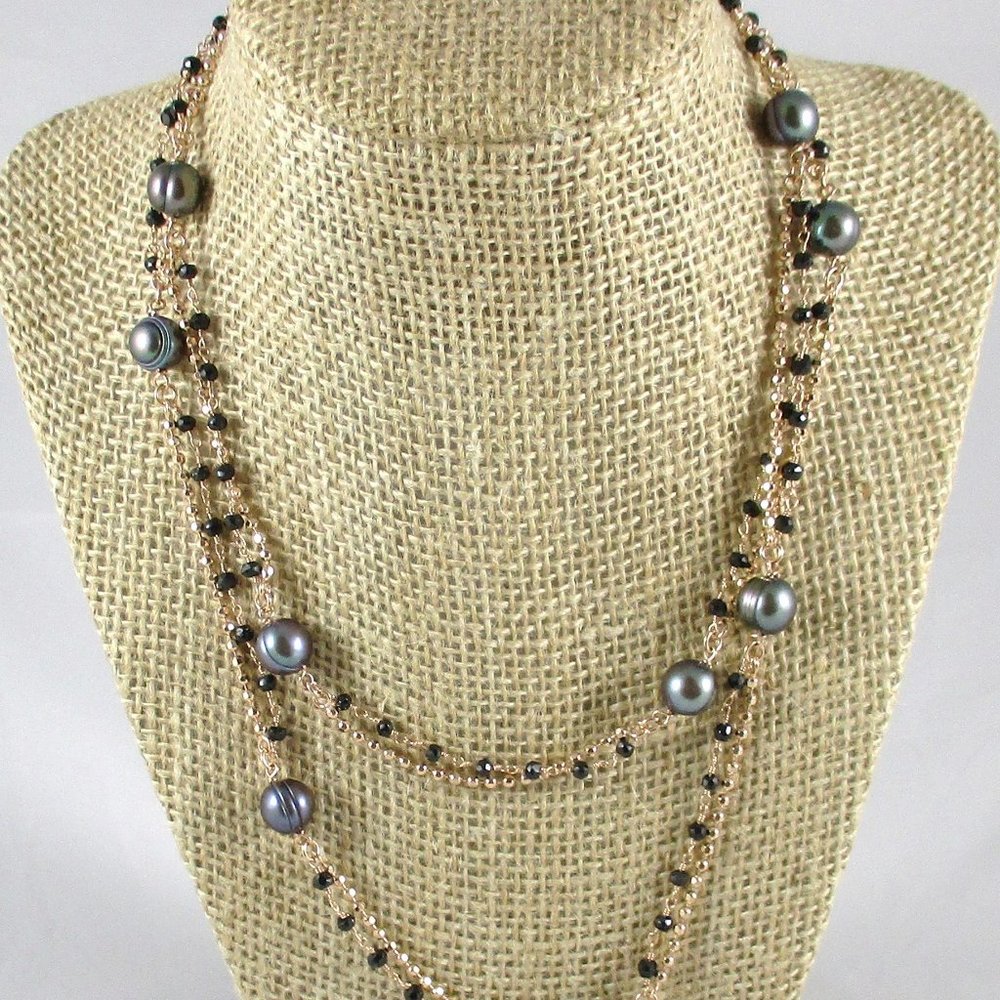 Honora Black Pearl & Black Spinel 36" Necklace - Picture 10 of 11